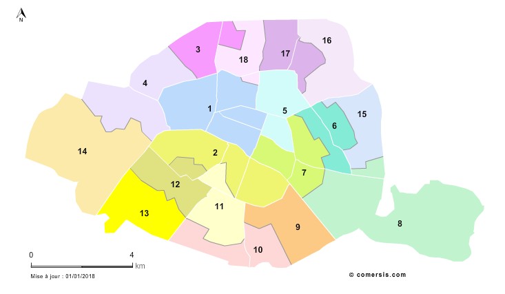 Carte des circonscriptions législatives de  Paris