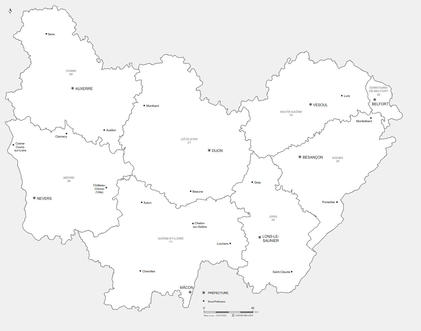 prefectures de Bourgogne-Franche-Comté