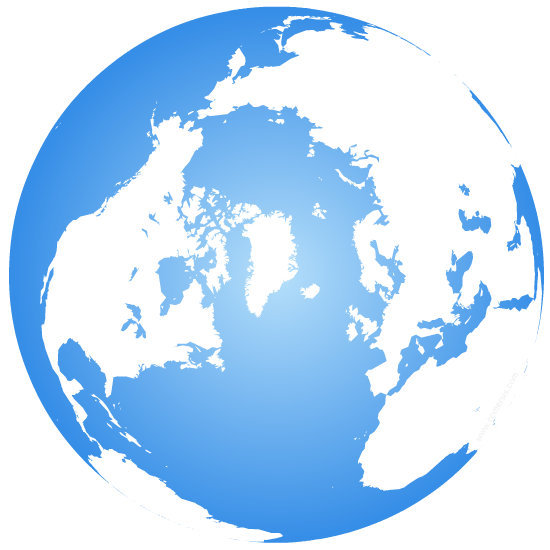 Arctic centered on Earth globe