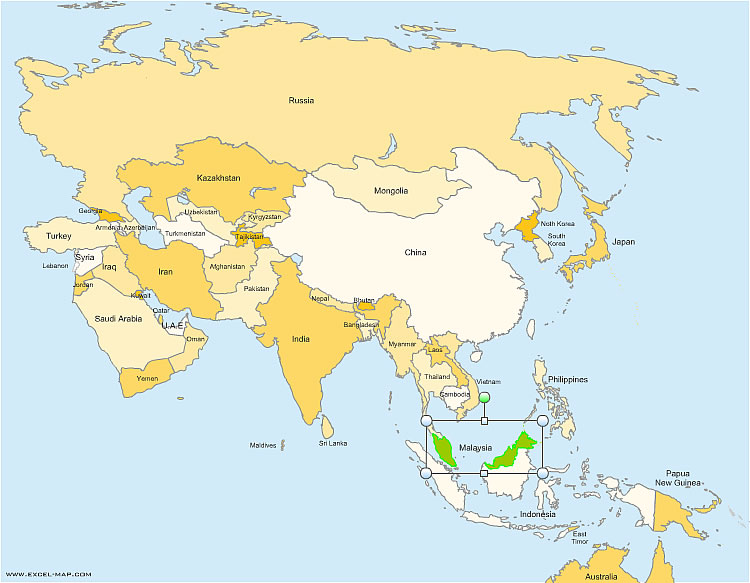 carte d asie avec les pays Carte des pays d' Asie pour Word et Excel