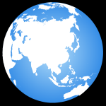 Globe terrestre centré sur l'Asie