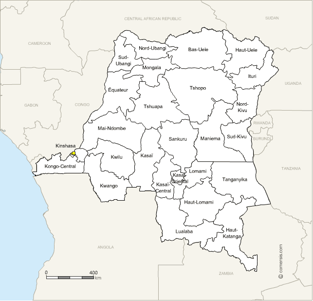 Democratic Republic of Congo new provinces map