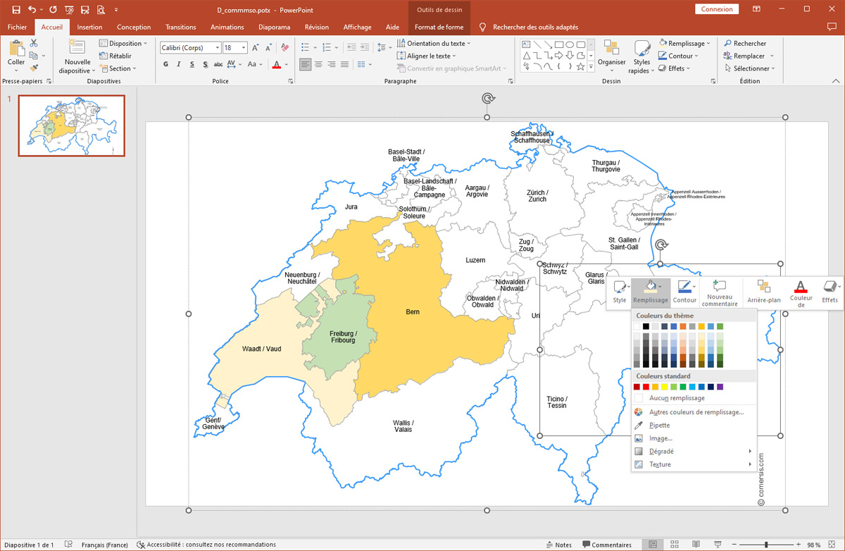 Switzerland counties for Word and Powerpoint 2