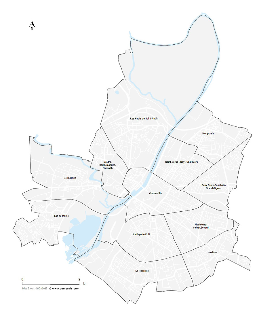 Angers neighborhoods map