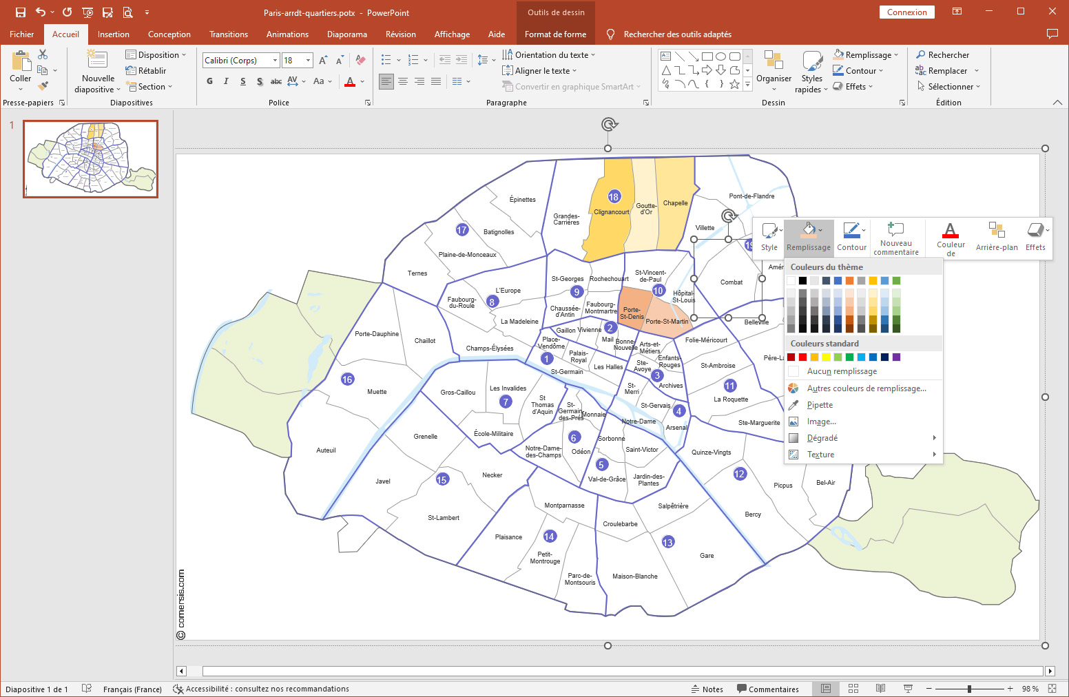 Excel and Word map of bouroughs of Paris. 2