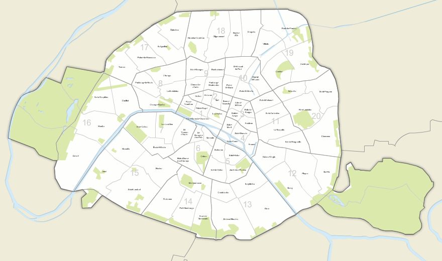 Plan des quartiers de Paris
