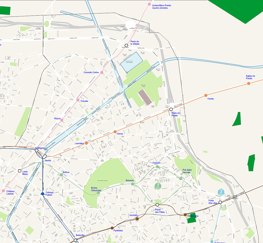 carte du 19ème arrondissement de paris Carte plan du 19 eme arrondissement de Paris