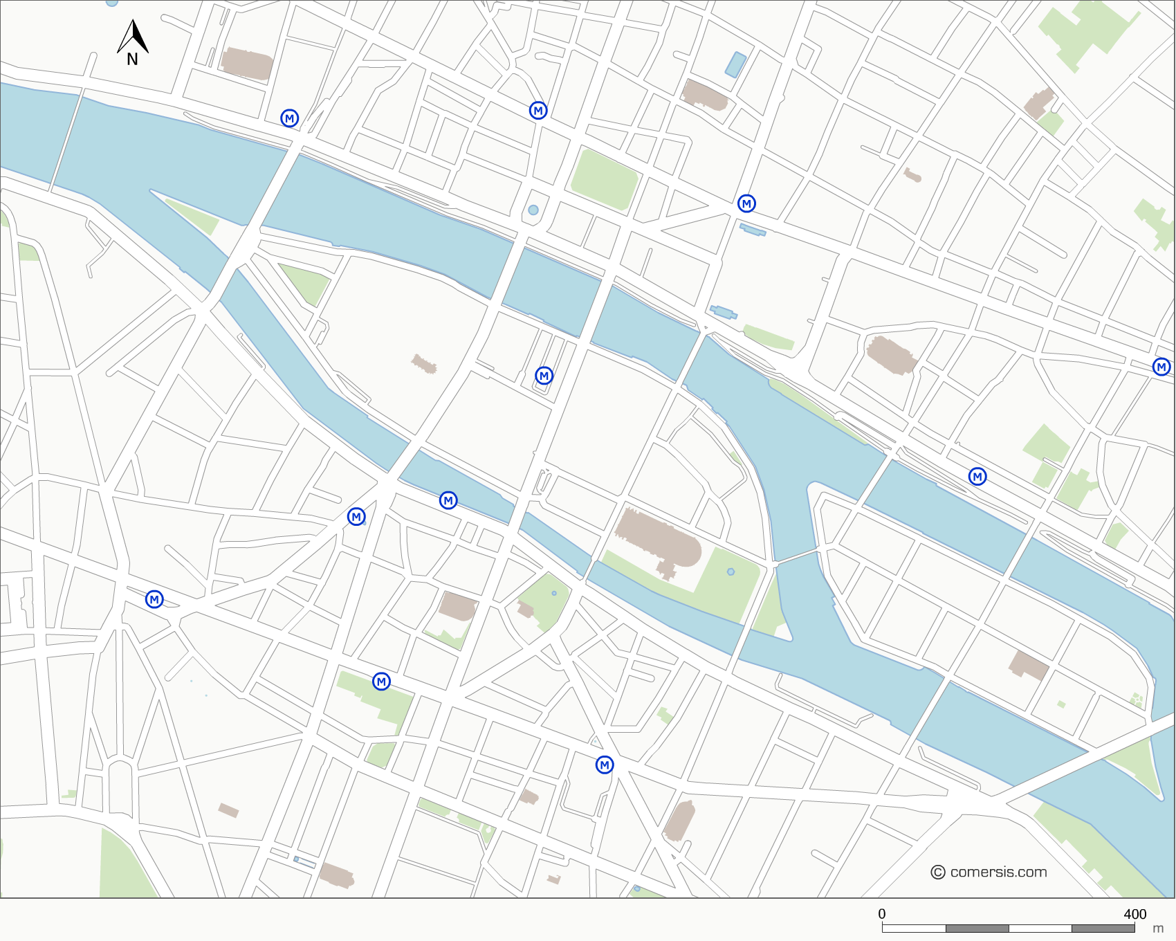 Free vector map of Ile de la Cité Paris center