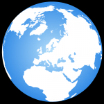 Globe terrestre centré sur l'Europe
