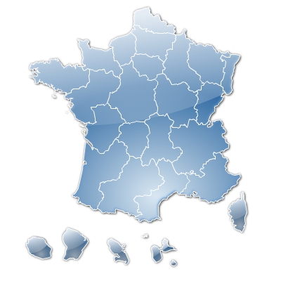 Stylised vector map of France with regions