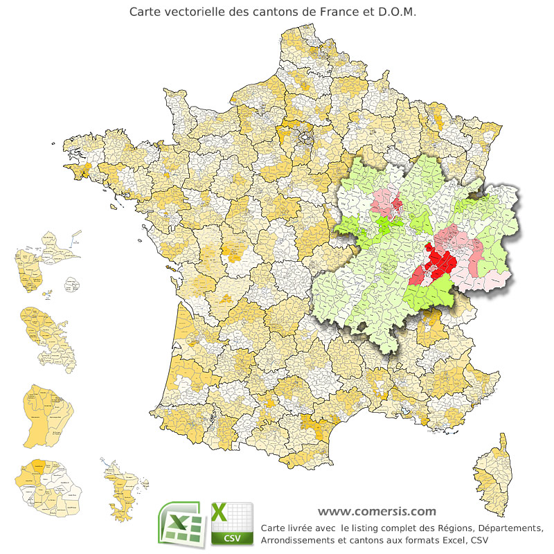 Ancient cantons of France vector map