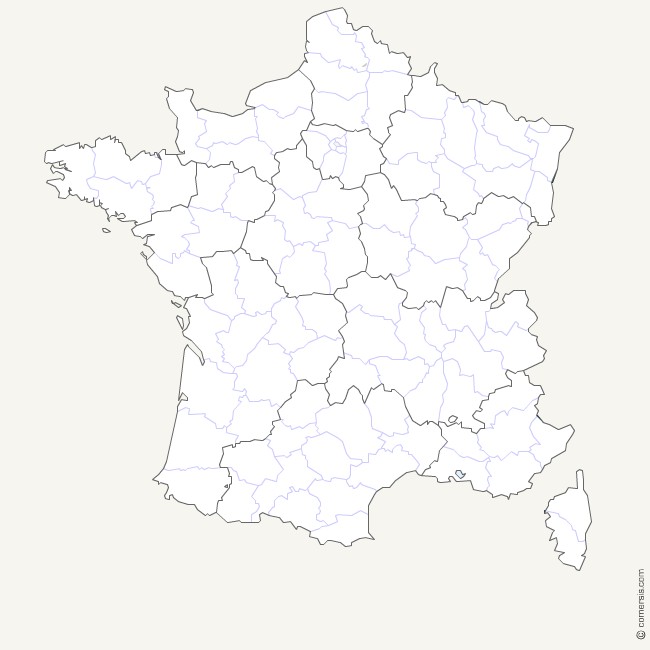 France new regions and departements map
