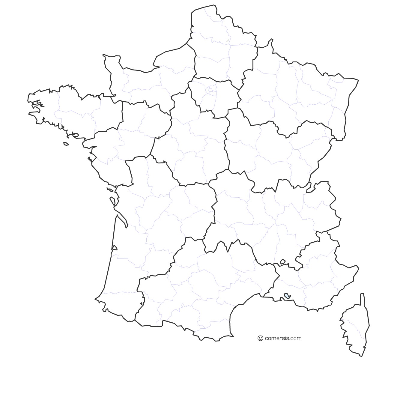 French Regions and departments map