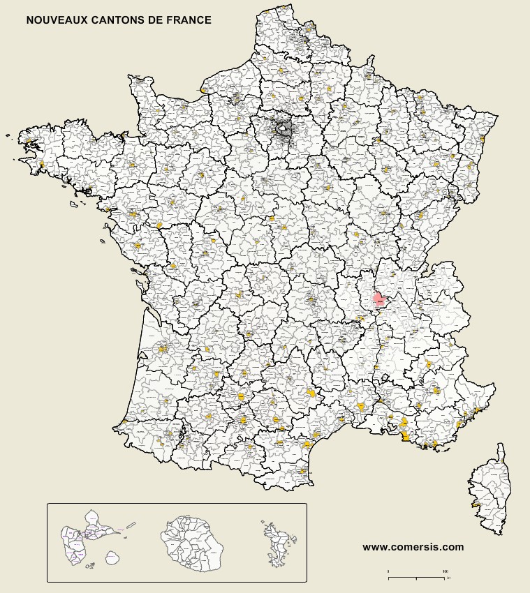 Carte des nouveaux cantons de France
