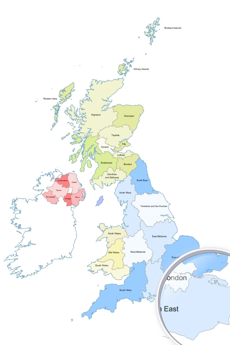Great Britain UK Regions Vector Map Great Britain UK Regions Vector Map