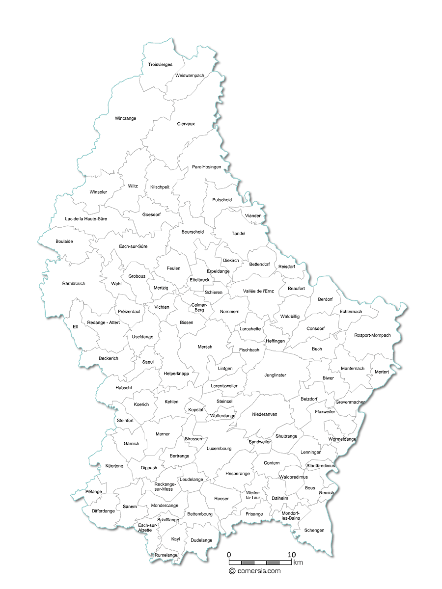 municipalities map of Luxembourg 2018 Powerpoint 