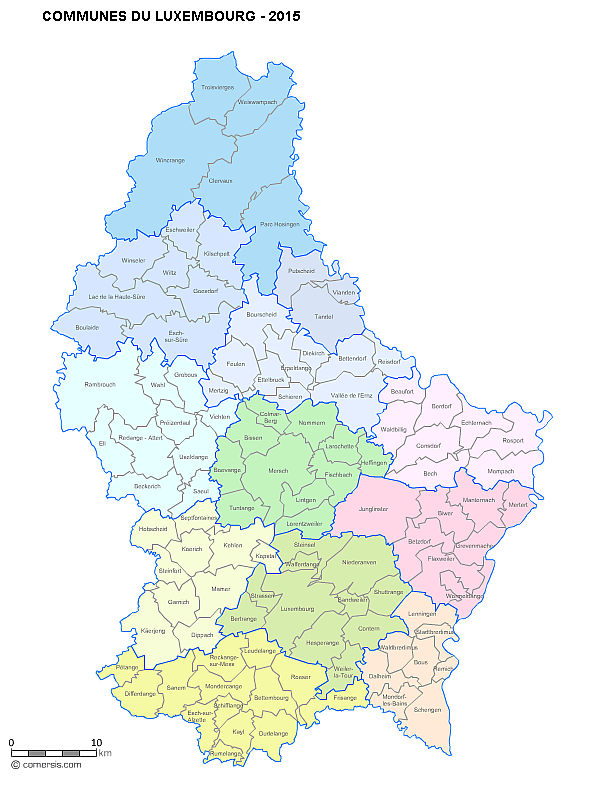 Luxembourg municipalities map 2017