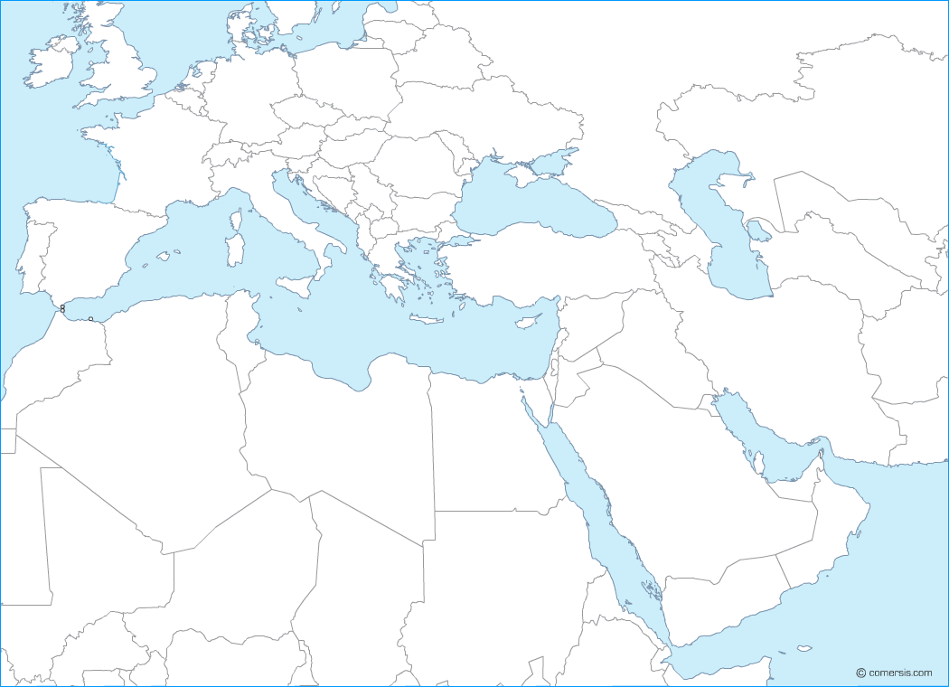 Blank Map Of Europe And Middle East Europe and Middle East free editable base map