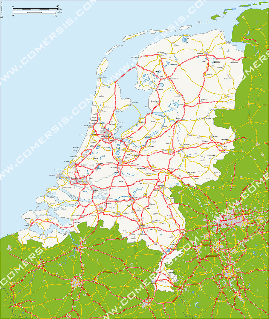 Vector road map of Netherlands - NL