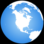 Globe terrestre centré sur l'Amérique du Nord