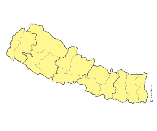 Nepal development Regions and administrative zones map
