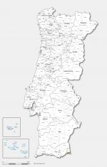 Municipalities and districts map of Portugal