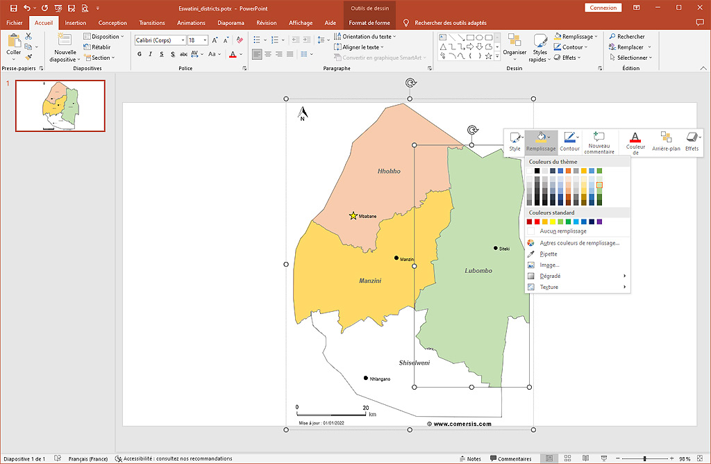 Eswatini regions for Powerpoint or Impress