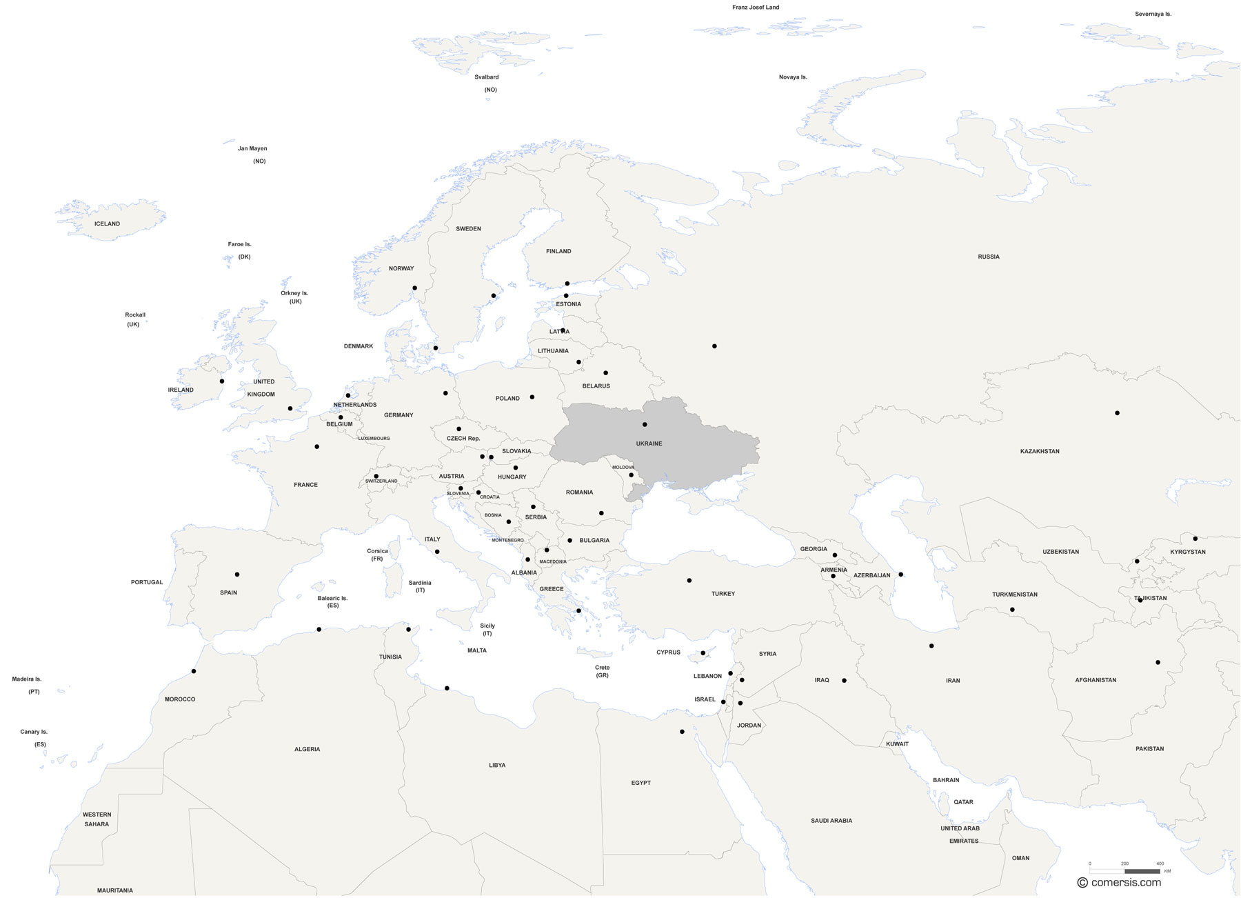 Ukraine carte de localisation personnalisable