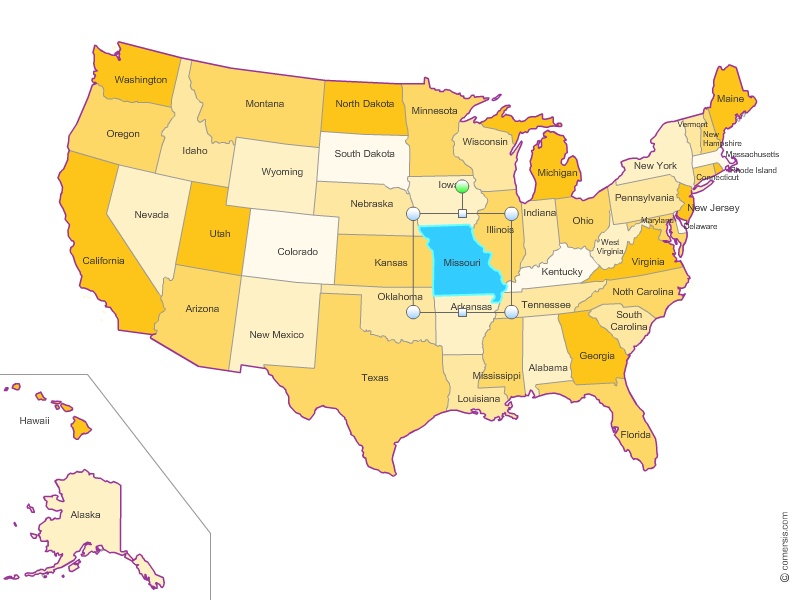 United States of America map for Word, Excel or Powerpoint