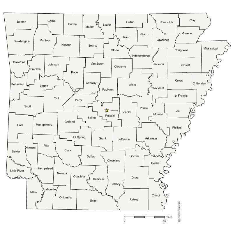 Arkansas counties editable map for Office 2