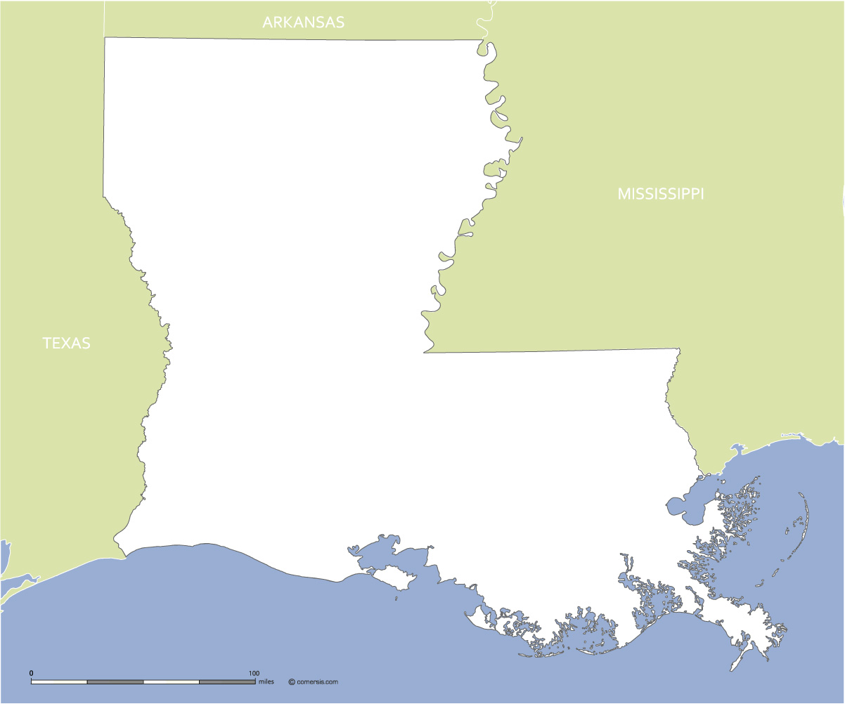 Map of Louisiana and Mississippi