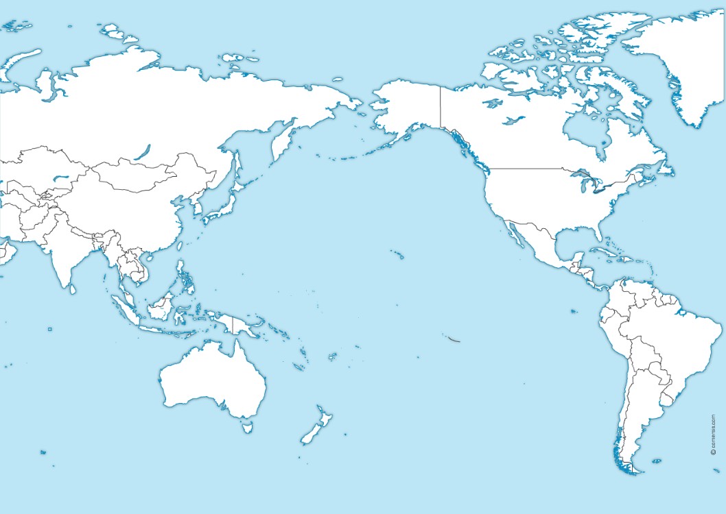 Pacifi ocean free blank map