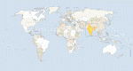 World countries map with capitals for Word and Excel