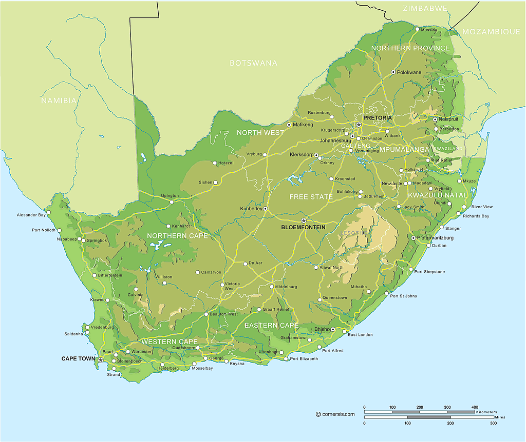 South Africa Vector Road Map
