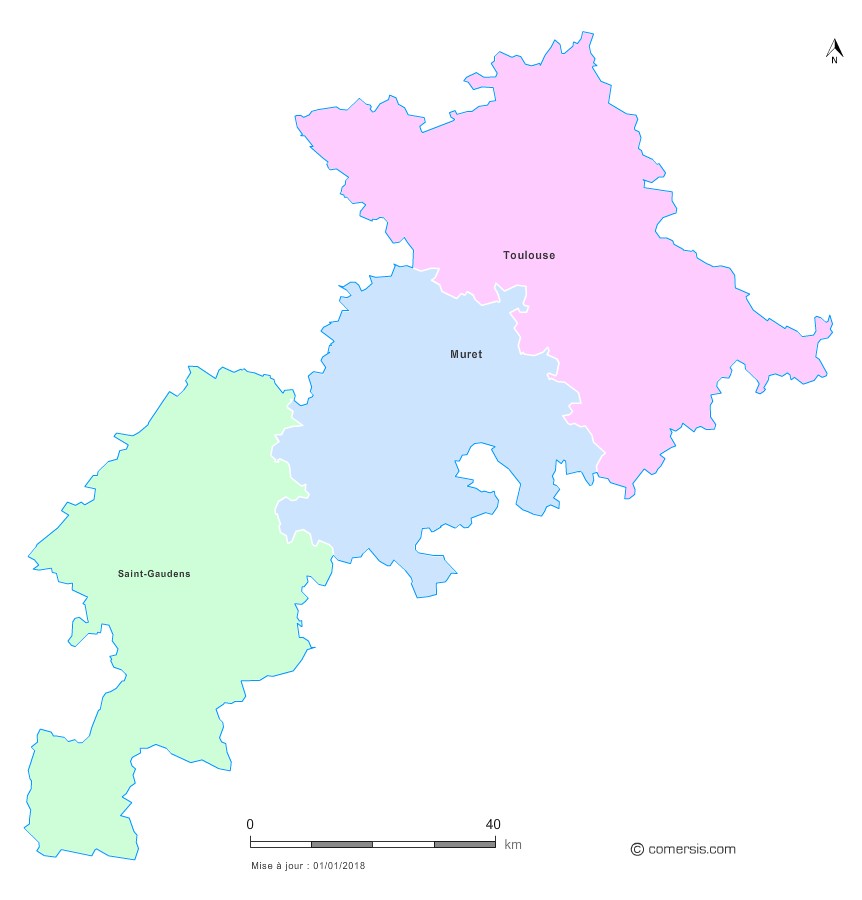 Fond de carte arrondissements 2018 de la Haute-Garonne