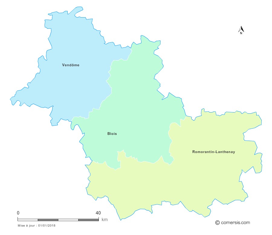 Fond de carte arrondissements 2018 de Loir-et-Cher