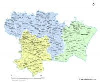 Communes et arrondissements 2018 de l'Aude