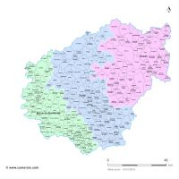 Communes et arrondissements 2018 de la Corrèze