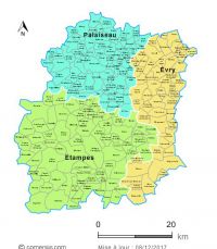 Communes et arrondissements 2018 de l'Essonne