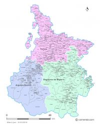 Communes et arrondissements 2018 des Hautes-Pyrénées