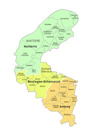 Communes et arrondissements 2018 des Hauts-de-Seine