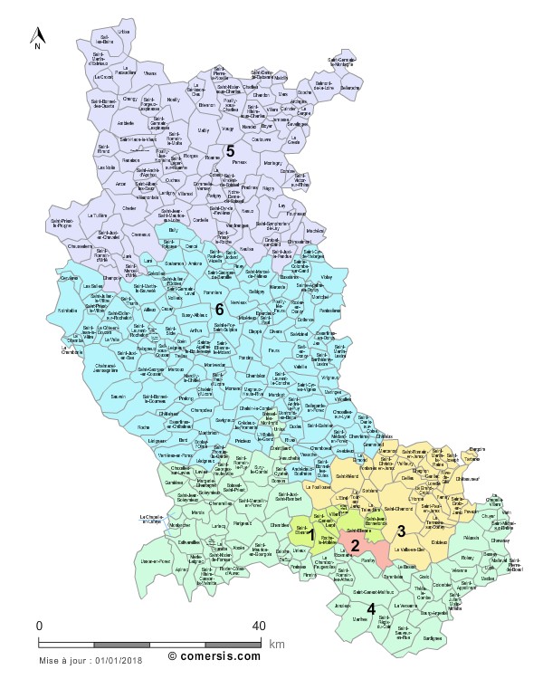 Carte personnalisable des circonscriptions de la Loire