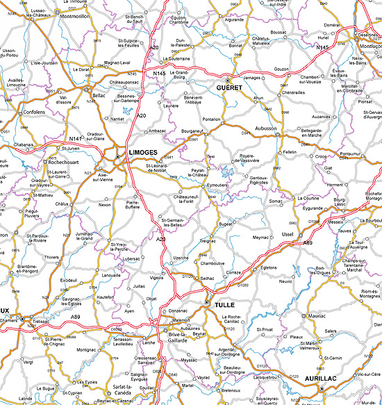 Carte des routes du Limousin