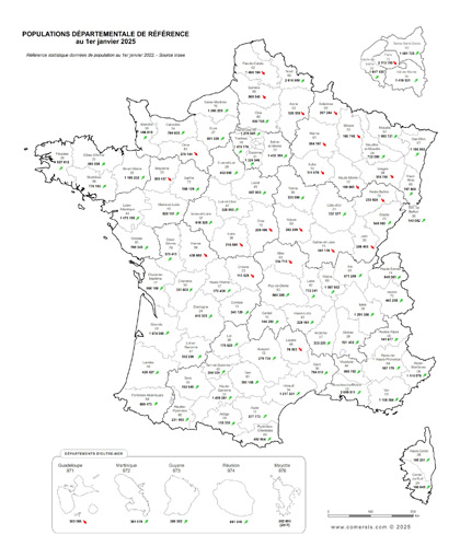 Carte de la population départementale de France 2025